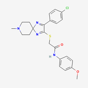 molecular formula C23H25ClN4O2S B6481073 2-{[3-(4-chlorophenyl)-8-methyl-1,4,8-triazaspiro[4.5]deca-1,3-dien-2-yl]sulfanyl}-N-(4-methoxyphenyl)acetamide CAS No. 1189420-43-6