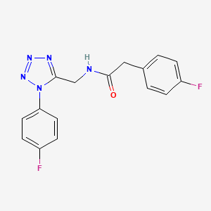 molecular formula C16H13F2N5O B6481104 2-(4-fluorophenyl)-N-{[1-(4-fluorophenyl)-1H-1,2,3,4-tetrazol-5-yl]methyl}acetamide CAS No. 897623-62-0