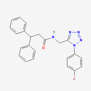 molecular formula C23H20FN5O B6481113 N-{[1-(4-fluorophenyl)-1H-1,2,3,4-tetrazol-5-yl]methyl}-3,3-diphenylpropanamide CAS No. 897623-68-6