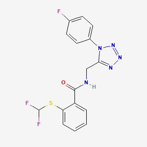 molecular formula C16H12F3N5OS B6481128 2-[(difluoromethyl)sulfanyl]-N-{[1-(4-fluorophenyl)-1H-1,2,3,4-tetrazol-5-yl]methyl}benzamide CAS No. 897623-77-7