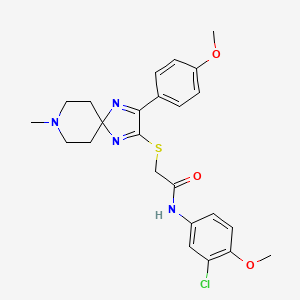 N-(3-chloro-4-methoxyphenyl)-2-{[3-(4-methoxyphenyl)-8-methyl-1,4,8-triazaspiro[4.5]deca-1,3-dien-2-yl]sulfanyl}acetamide