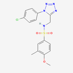 molecular formula C16H16ClN5O3S B6481153 N-{[1-(4-chlorophenyl)-1H-1,2,3,4-tetrazol-5-yl]methyl}-4-methoxy-3-methylbenzene-1-sulfonamide CAS No. 897623-84-6