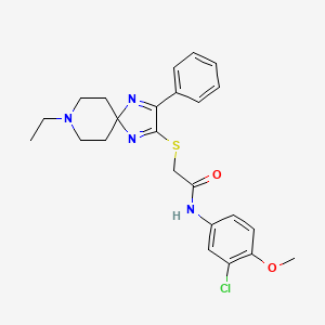 N-(3-chloro-4-methoxyphenyl)-2-({8-ethyl-3-phenyl-1,4,8-triazaspiro[4.5]deca-1,3-dien-2-yl}sulfanyl)acetamide