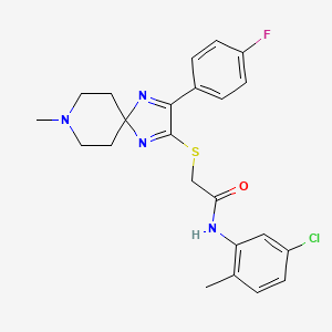 molecular formula C23H24ClFN4OS B6481172 N-(5-chloro-2-methylphenyl)-2-{[3-(4-fluorophenyl)-8-methyl-1,4,8-triazaspiro[4.5]deca-1,3-dien-2-yl]sulfanyl}acetamide CAS No. 1190023-88-1