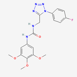 molecular formula C18H19FN6O4 B6481183 3-{[1-(4-fluorophenyl)-1H-1,2,3,4-tetrazol-5-yl]methyl}-1-(3,4,5-trimethoxyphenyl)urea CAS No. 897624-07-6