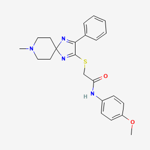 molecular formula C23H26N4O2S B6481189 N-(4-methoxyphenyl)-2-({8-methyl-3-phenyl-1,4,8-triazaspiro[4.5]deca-1,3-dien-2-yl}sulfanyl)acetamide CAS No. 1189706-95-3