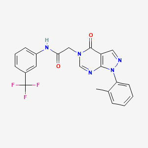 molecular formula C21H16F3N5O2 B6481265 2-[1-(2-methylphenyl)-4-oxo-1H,4H,5H-pyrazolo[3,4-d]pyrimidin-5-yl]-N-[3-(trifluoromethyl)phenyl]acetamide CAS No. 895010-53-4