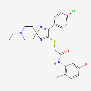 2-{[3-(4-chlorophenyl)-8-ethyl-1,4,8-triazaspiro[4.5]deca-1,3-dien-2-yl]sulfanyl}-N-(2,5-difluorophenyl)acetamide