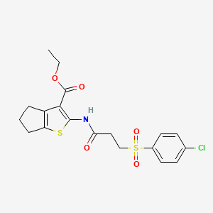 molecular formula C19H20ClNO5S2 B6481295 ethyl 2-[3-(4-chlorobenzenesulfonyl)propanamido]-4H,5H,6H-cyclopenta[b]thiophene-3-carboxylate CAS No. 895459-60-6