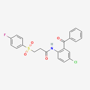molecular formula C22H17ClFNO4S B6481309 N-(2-benzoyl-4-chlorophenyl)-3-(4-fluorobenzenesulfonyl)propanamide CAS No. 895474-57-4