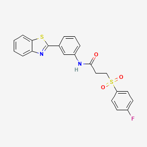 molecular formula C22H17FN2O3S2 B6481317 N-[3-(1,3-benzothiazol-2-yl)phenyl]-3-(4-fluorobenzenesulfonyl)propanamide CAS No. 895476-59-2