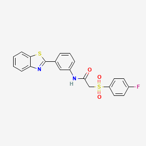 molecular formula C21H15FN2O3S2 B6481328 N-[3-(1,3-benzothiazol-2-yl)phenyl]-2-(4-fluorobenzenesulfonyl)acetamide CAS No. 895475-06-6