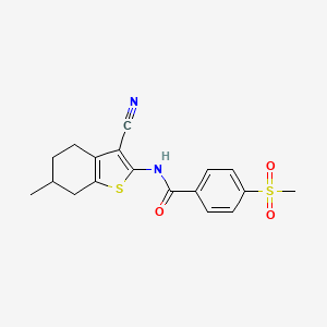 molecular formula C18H18N2O3S2 B6481385 N-(3-cyano-6-methyl-4,5,6,7-tetrahydro-1-benzothiophen-2-yl)-4-methanesulfonylbenzamide CAS No. 896342-00-0