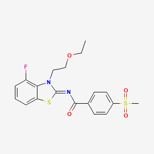 molecular formula C19H19FN2O4S2 B6481393 N-[(2Z)-3-(2-ethoxyethyl)-4-fluoro-2,3-dihydro-1,3-benzothiazol-2-ylidene]-4-methanesulfonylbenzamide CAS No. 896356-47-1