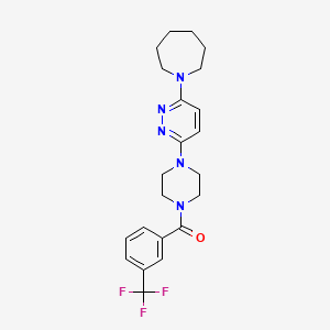 molecular formula C22H26F3N5O B6481439 1-(6-{4-[3-(trifluoromethyl)benzoyl]piperazin-1-yl}pyridazin-3-yl)azepane CAS No. 898459-87-5