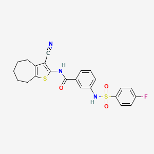 molecular formula C23H20FN3O3S2 B6481469 N-{3-cyano-4H,5H,6H,7H,8H-cyclohepta[b]thiophen-2-yl}-3-(4-fluorobenzenesulfonamido)benzamide CAS No. 898466-42-7