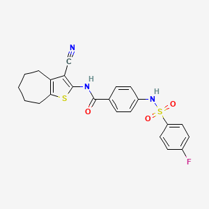 molecular formula C23H20FN3O3S2 B6481476 N-{3-cyano-4H,5H,6H,7H,8H-cyclohepta[b]thiophen-2-yl}-4-(4-fluorobenzenesulfonamido)benzamide CAS No. 898430-58-5