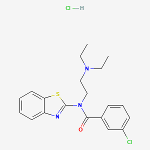 molecular formula C20H23Cl2N3OS B6481503 N-(1,3-benzothiazol-2-yl)-3-chloro-N-[2-(diethylamino)ethyl]benzamide hydrochloride CAS No. 1215399-80-6