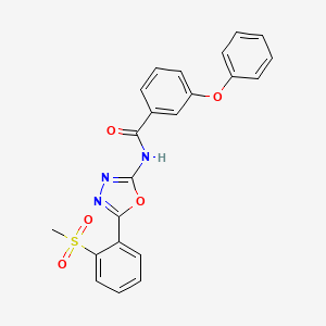 molecular formula C22H17N3O5S B6481540 N-[5-(2-methanesulfonylphenyl)-1,3,4-oxadiazol-2-yl]-3-phenoxybenzamide CAS No. 886924-58-9