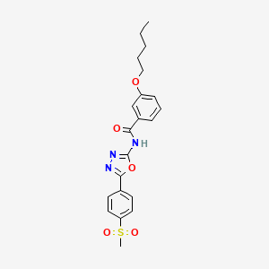 molecular formula C21H23N3O5S B6481552 N-[5-(4-methanesulfonylphenyl)-1,3,4-oxadiazol-2-yl]-3-(pentyloxy)benzamide CAS No. 886912-27-2