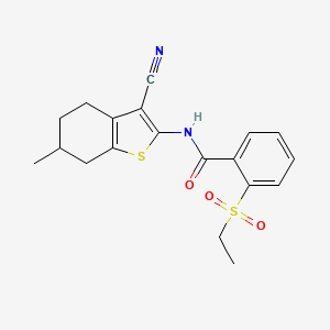 molecular formula C19H20N2O3S2 B6481568 N-(3-cyano-6-methyl-4,5,6,7-tetrahydro-1-benzothiophen-2-yl)-2-(ethanesulfonyl)benzamide CAS No. 898422-91-8
