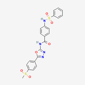 molecular formula C22H18N4O6S2 B6481575 4-benzenesulfonamido-N-[5-(4-methanesulfonylphenyl)-1,3,4-oxadiazol-2-yl]benzamide CAS No. 886915-28-2