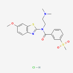 molecular formula C20H24ClN3O4S2 B6481579 N-[2-(dimethylamino)ethyl]-3-methanesulfonyl-N-(6-methoxy-1,3-benzothiazol-2-yl)benzamide hydrochloride CAS No. 1216414-32-2