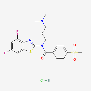 molecular formula C20H22ClF2N3O3S2 B6481582 N-(4,6-difluoro-1,3-benzothiazol-2-yl)-N-[3-(dimethylamino)propyl]-4-methanesulfonylbenzamide hydrochloride CAS No. 1216856-70-0