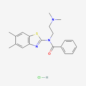 molecular formula C20H24ClN3OS B6481590 N-(5,6-dimethyl-1,3-benzothiazol-2-yl)-N-[2-(dimethylamino)ethyl]benzamide hydrochloride CAS No. 1215688-07-5