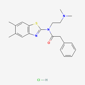 molecular formula C21H26ClN3OS B6481594 N-(5,6-dimethyl-1,3-benzothiazol-2-yl)-N-[2-(dimethylamino)ethyl]-2-phenylacetamide hydrochloride CAS No. 1216430-91-9