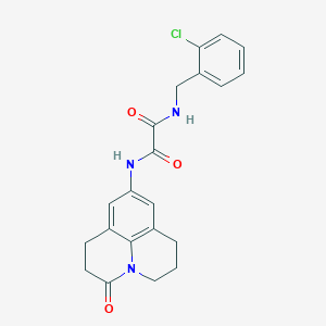 molecular formula C21H20ClN3O3 B6481620 N'-[(2-chlorophenyl)methyl]-N-{2-oxo-1-azatricyclo[7.3.1.0^{5,13}]trideca-5,7,9(13)-trien-7-yl}ethanediamide CAS No. 898423-16-0