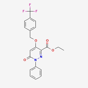 molecular formula C21H17F3N2O4 B6481651 ethyl 6-oxo-1-phenyl-4-{[4-(trifluoromethyl)phenyl]methoxy}-1,6-dihydropyridazine-3-carboxylate CAS No. 899733-09-6