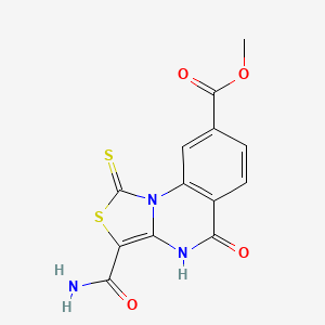 methyl 3-carbamoyl-5-oxo-1-sulfanylidene-1H,4H,5H-[1,3]thiazolo[3,4-a]quinazoline-8-carboxylate