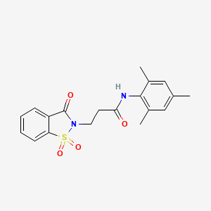 N-(2,4,6-trimethylphenyl)-3-(1,1,3-trioxo-2,3-dihydro-1lambda6,2-benzothiazol-2-yl)propanamide