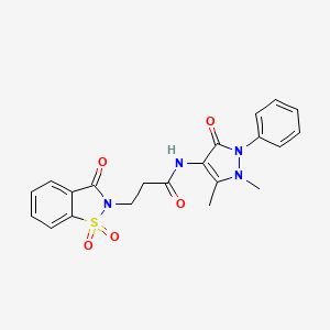 molecular formula C21H20N4O5S B6481742 N-(1,5-dimethyl-3-oxo-2-phenyl-2,3-dihydro-1H-pyrazol-4-yl)-3-(1,1,3-trioxo-2,3-dihydro-1lambda6,2-benzothiazol-2-yl)propanamide CAS No. 899996-43-1