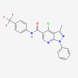 4-chloro-3-methyl-1-phenyl-N-[4-(trifluoromethyl)phenyl]-1H-pyrazolo[3,4-b]pyridine-5-carboxamide