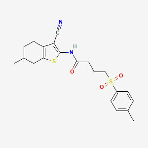 molecular formula C21H24N2O3S2 B6481804 N-(3-cyano-6-methyl-4,5,6,7-tetrahydro-1-benzothiophen-2-yl)-4-(4-methylbenzenesulfonyl)butanamide CAS No. 899961-17-2