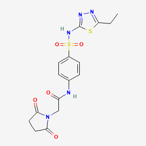 molecular formula C16H17N5O5S2 B6481867 2-(2,5-dioxopyrrolidin-1-yl)-N-{4-[(5-ethyl-1,3,4-thiadiazol-2-yl)sulfamoyl]phenyl}acetamide CAS No. 898369-19-2