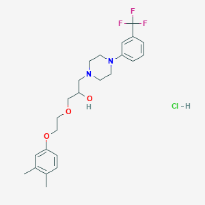 molecular formula C24H32ClF3N2O3 B6481874 1-[2-(3,4-dimethylphenoxy)ethoxy]-3-{4-[3-(trifluoromethyl)phenyl]piperazin-1-yl}propan-2-ol hydrochloride CAS No. 1216553-60-4