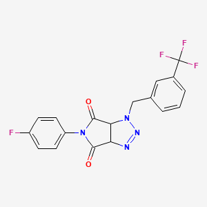 molecular formula C18H12F4N4O2 B6481895 5-(4-fluorophenyl)-1-{[3-(trifluoromethyl)phenyl]methyl}-1H,3aH,4H,5H,6H,6aH-pyrrolo[3,4-d][1,2,3]triazole-4,6-dione CAS No. 1008227-22-2