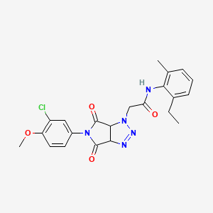 molecular formula C22H22ClN5O4 B6481903 2-[5-(3-chloro-4-methoxyphenyl)-4,6-dioxo-1H,3aH,4H,5H,6H,6aH-pyrrolo[3,4-d][1,2,3]triazol-1-yl]-N-(2-ethyl-6-methylphenyl)acetamide CAS No. 1052548-22-7