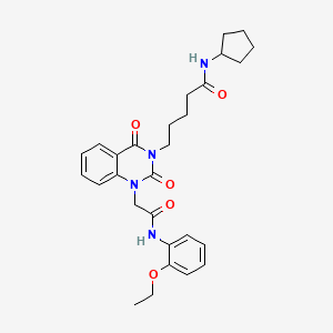 molecular formula C28H34N4O5 B6481923 N-cyclopentyl-5-(1-{[(2-ethoxyphenyl)carbamoyl]methyl}-2,4-dioxo-1,2,3,4-tetrahydroquinazolin-3-yl)pentanamide CAS No. 1223955-74-5