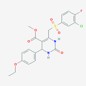 molecular formula C21H20ClFN2O6S B6481942 methyl 6-[(3-chloro-4-fluorobenzenesulfonyl)methyl]-4-(4-ethoxyphenyl)-2-oxo-1,2,3,4-tetrahydropyrimidine-5-carboxylate CAS No. 900013-03-8
