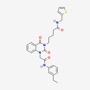 molecular formula C28H30N4O4S B6481943 5-(1-{[(3-ethylphenyl)carbamoyl]methyl}-2,4-dioxo-1,2,3,4-tetrahydroquinazolin-3-yl)-N-[(thiophen-2-yl)methyl]pentanamide CAS No. 1223950-10-4