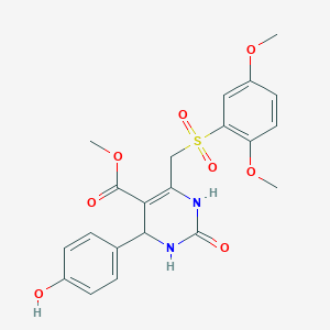 molecular formula C21H22N2O8S B6481949 methyl 6-[(2,5-dimethoxybenzenesulfonyl)methyl]-4-(4-hydroxyphenyl)-2-oxo-1,2,3,4-tetrahydropyrimidine-5-carboxylate CAS No. 900013-04-9
