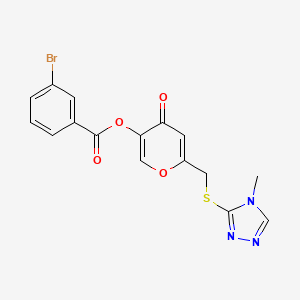 molecular formula C16H12BrN3O4S B6481991 6-{[(4-methyl-4H-1,2,4-triazol-3-yl)sulfanyl]methyl}-4-oxo-4H-pyran-3-yl 3-bromobenzoate CAS No. 896312-86-0