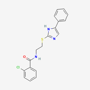 molecular formula C18H16ClN3OS B6481992 2-chloro-N-{2-[(5-phenyl-1H-imidazol-2-yl)sulfanyl]ethyl}benzamide CAS No. 886898-69-7