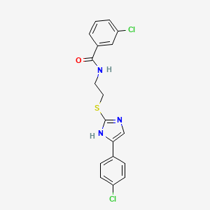 molecular formula C18H15Cl2N3OS B6482001 3-chloro-N-(2-{[5-(4-chlorophenyl)-1H-imidazol-2-yl]sulfanyl}ethyl)benzamide CAS No. 897457-19-1
