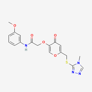 molecular formula C18H18N4O5S B6482010 N-(3-methoxyphenyl)-2-[(6-{[(4-methyl-4H-1,2,4-triazol-3-yl)sulfanyl]methyl}-4-oxo-4H-pyran-3-yl)oxy]acetamide CAS No. 899745-18-7