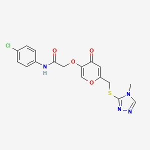 molecular formula C17H15ClN4O4S B6482040 N-(4-chlorophenyl)-2-[(6-{[(4-methyl-4H-1,2,4-triazol-3-yl)sulfanyl]methyl}-4-oxo-4H-pyran-3-yl)oxy]acetamide CAS No. 899984-59-9
